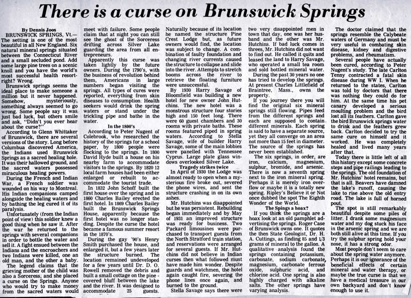 brunswick mineral springs curse newspaper article