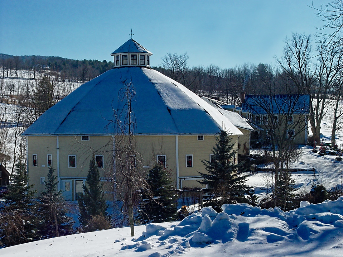 The Round Barn in the small town of Waitsfield in the Mad River Valley